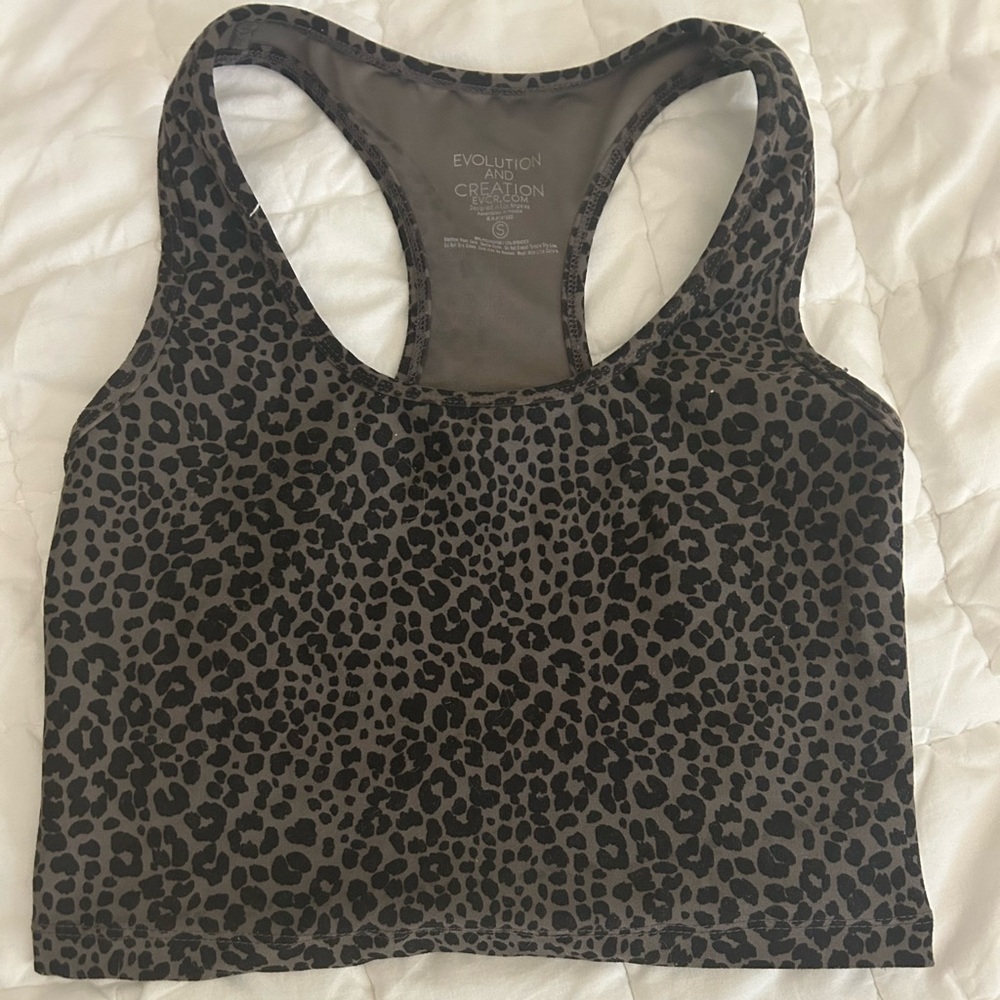 Charcoal sports tank cheetah print